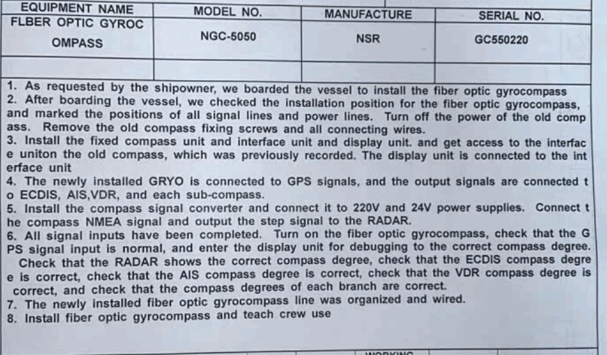 Bản service report của NGC-5050