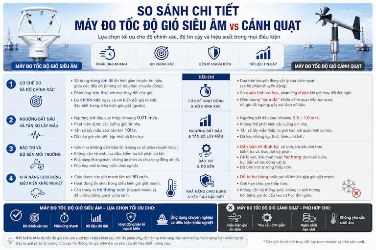 So sánh máy đo tốc độ gió cánh quạt và máy đô tốc độ gió siêu âm