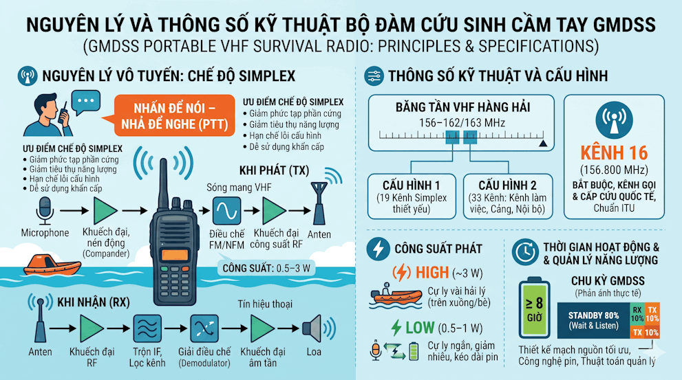 Nguyên lý và thông số của Bộ đàm cứu sinh