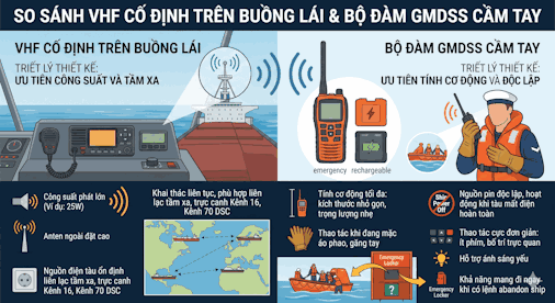 So sánh bộ đàm để bàn và Bộ đàm cứu sinh