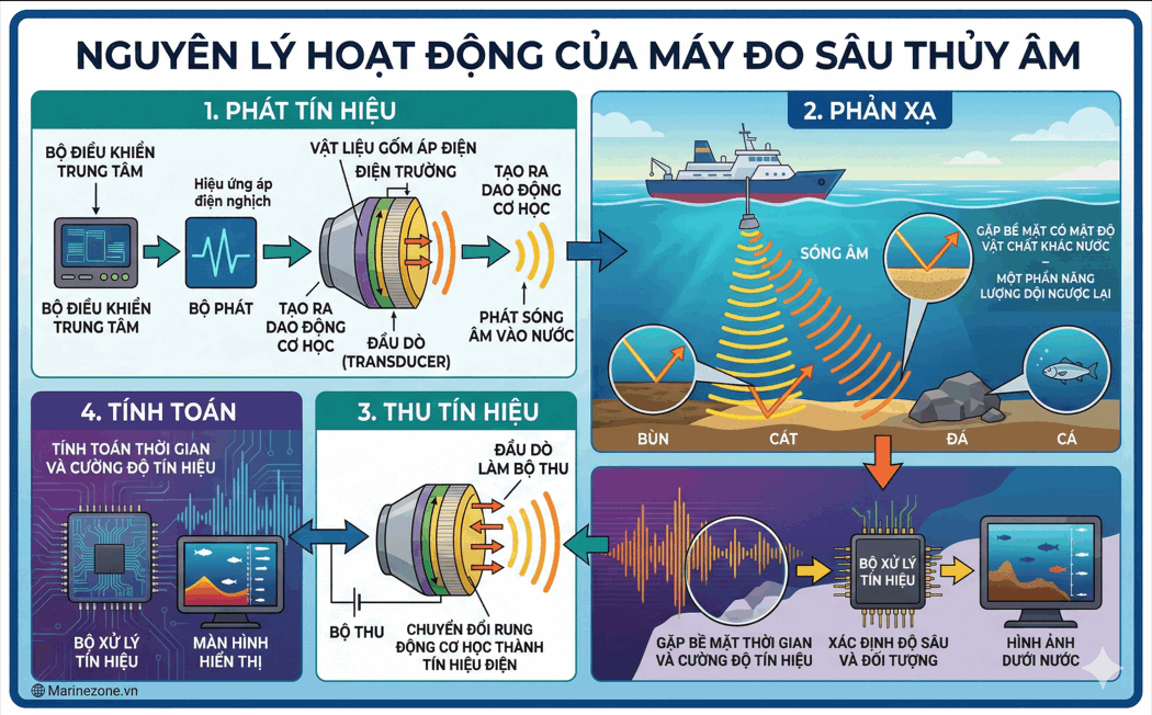 Nguyên lý hoạt động của máy đo sâu