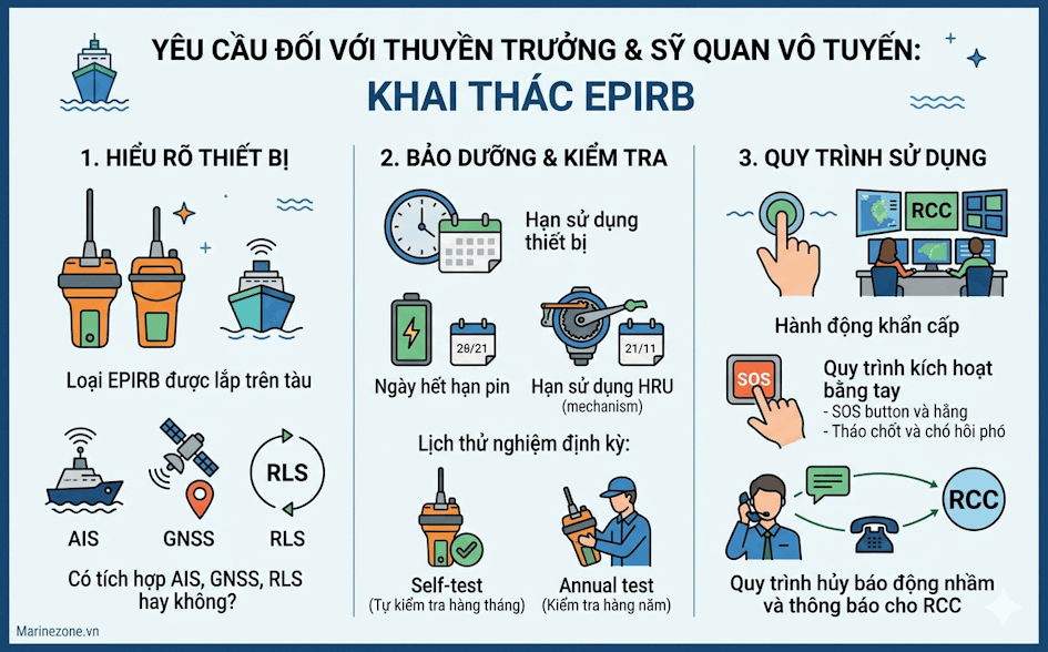 Yêu cầu khi khai thác EPIRB