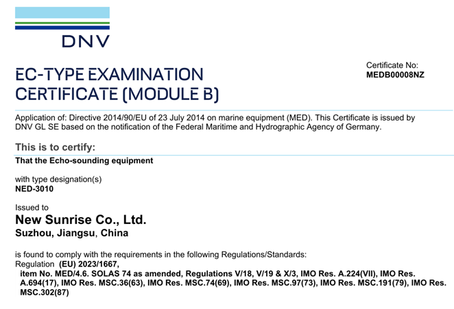 Giấy DNV của NED 3010