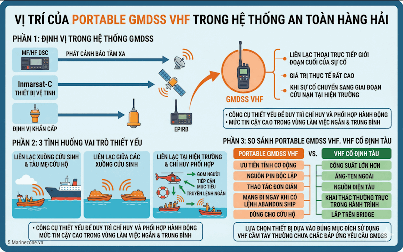 Vị trí của 2 ways gmdss vhf trong hệ thống an toàn hàng hải