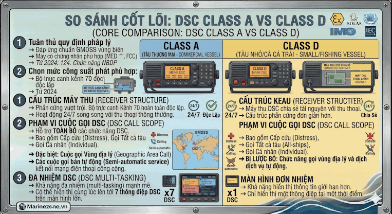 So sánh VHF DSC Class A và Class D