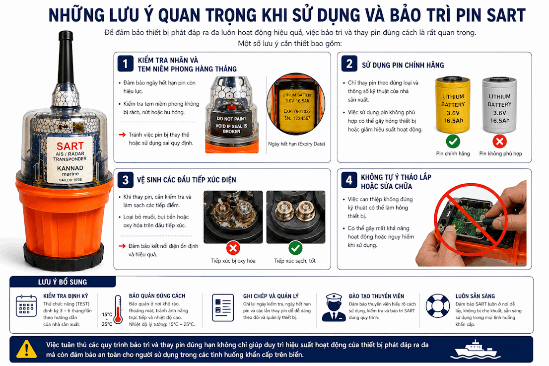 lưu ý khi sử dụng và bảo trì pin sart